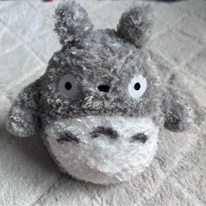 Studio Ghibli | Gray and White Fluffy Totoro Plushie | Roughly 10"